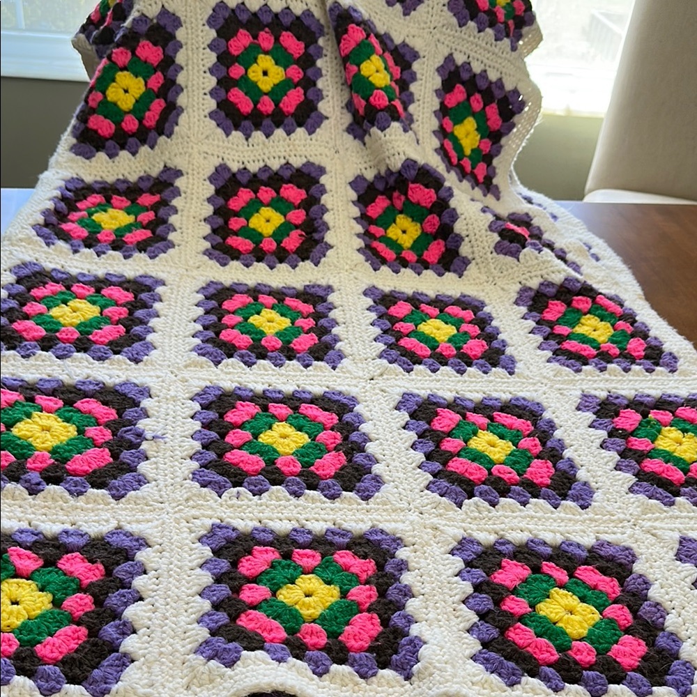 Roseanne Granny Square Crotchet Afghan - Throw 55x68